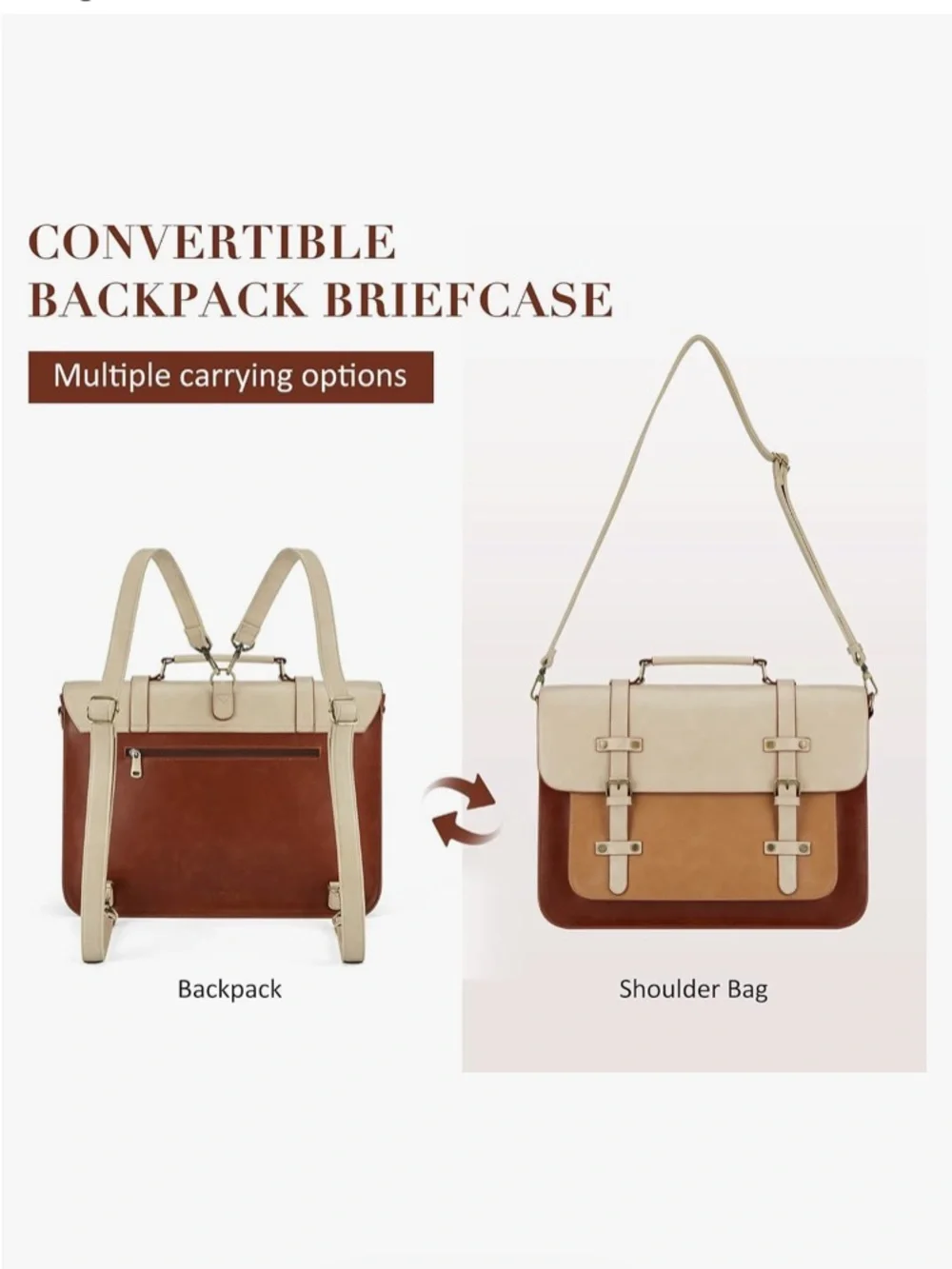 Ecosusi | Vegan Leather Briefcase/Backpack Laptop Bag